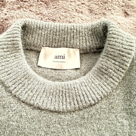 $1395 Authentic AMI Alexandre Mattiussi Men's Gray Alpaca Sweaters Sz.XL - Picture 7 of 11